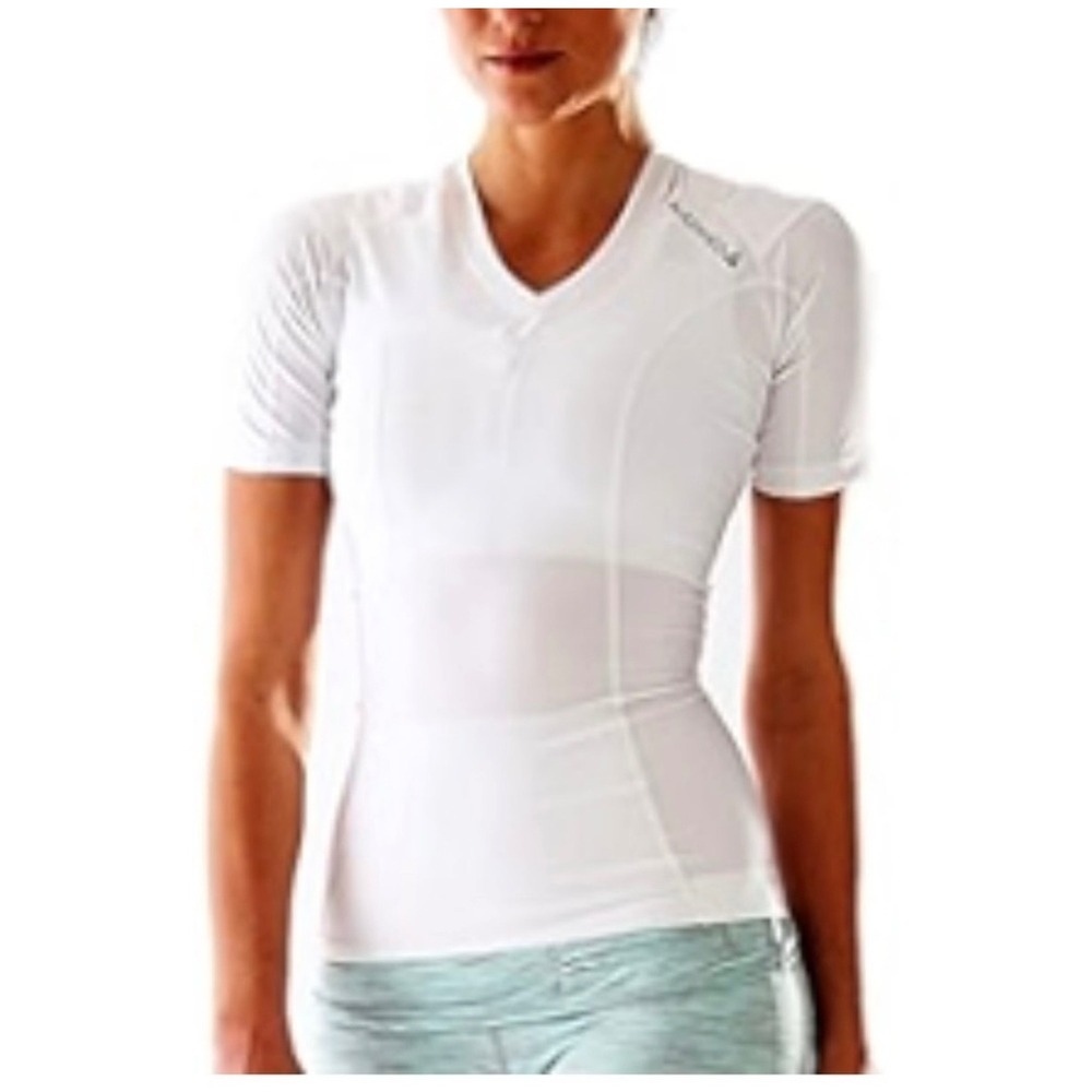 Women’s Posture T Shirt | White V-Neck Short Sleeve Active Tee
